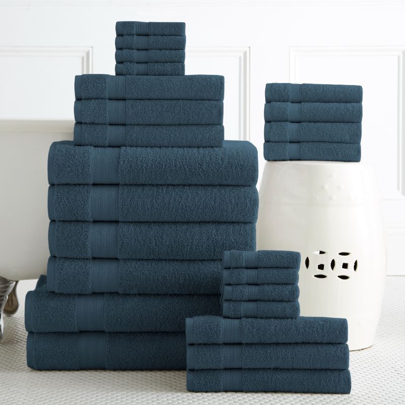 Photo 1 of 24PC Bath Towel Set (2 Sheets 4 Bath 6 Hand 4 Fingertip & 8 Wash) - Denim Addy Home Best Value
