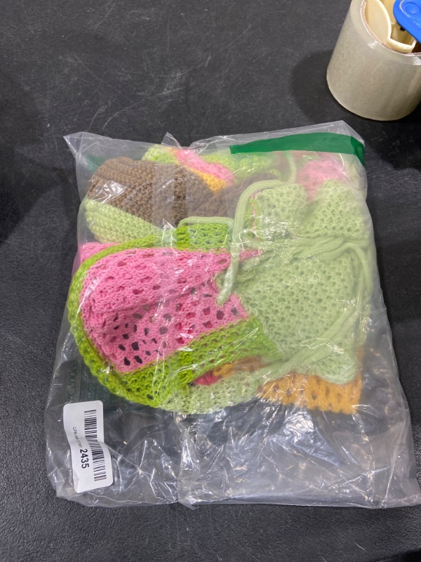 Photo 2 of Y2k Knit Long Sleeve Shrug Crop Top Cut Out Crochet Bolero Tops See Through Sweater Harajuku Vintage Streetwear Multicolor 1 Medium