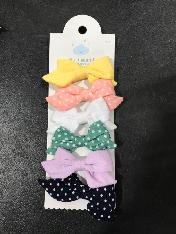 Photo 2 of Baby Girls; 6pk Polka Jersey Bow Hair Clips - Cloud Island