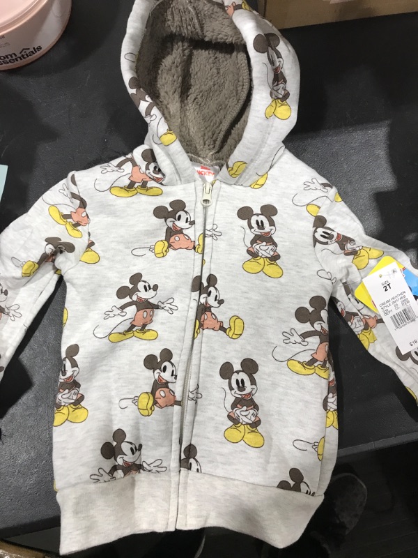 Photo 2 of 2T Mickey Mouse Zip Up Coat with cozy sherpa lining.