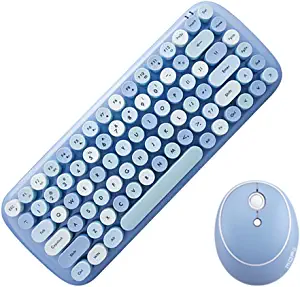 Photo 1 of MOFII-TzBBL Mini Wireless Keyboard Mouse Set Round Keycap Multi-Colour Cute Lovely for Girls 84 Key (Multicolor Blue)
