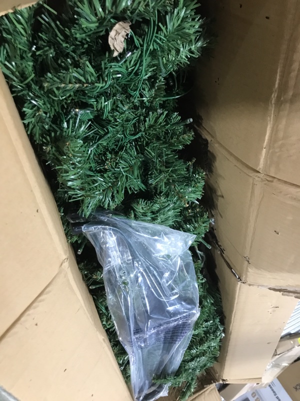 Photo 1 of 6 Feet Prelit Laser Artificial Slim Christmas Tree 250 LED Warm Lights Plug in 720 Branch Tips Metal Stand Hinged Pencil Xmas Tree Christmas Decorations Home Indoor Outdoor Holiday(Spruce Green) Bling Spruce Green 6 feet