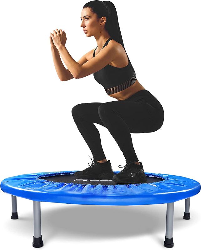 Photo 1 of BCAN 38" Foldable Mini Trampoline, Fitness Trampoline with Safety Pad, Stable & Quiet Exercise Rebounder for Kids Adults Indoor/Garden Workout Max 300lbs
