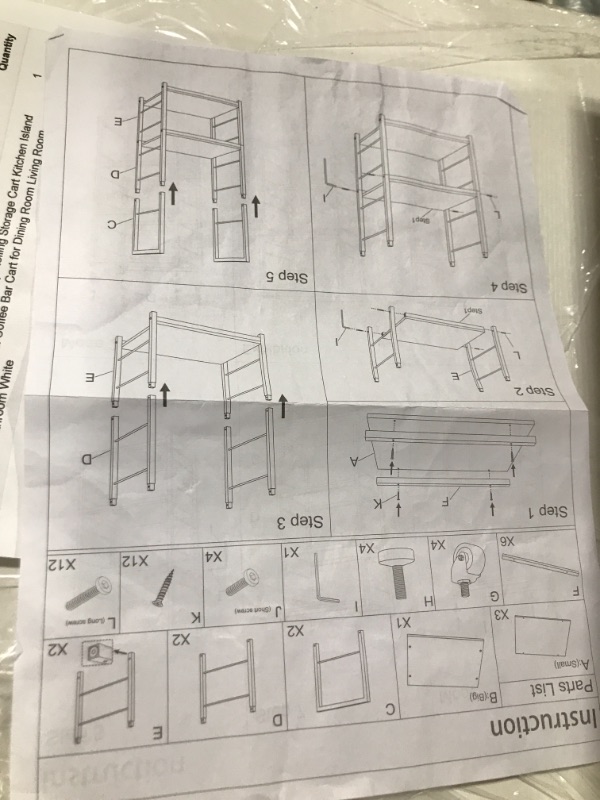 Photo 4 of YBING Kitchen Island Cart Utility on Wheels Rolling Cart with Storage Organizer 4-Tier Farmhouse Serving Cart Stand with Wood Tabletop Shelf Units for Bathroom Office Industrial Brown