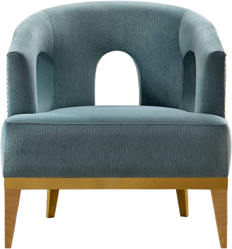 Photo 1 of Acanva Velvet Sofa Accent Chair, Modern Armchair for Living Room Bedroom Home Office with Tapered Legs, Dusty Blue
