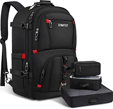 Photo 1 of ZOMFELT Carry On Backpack, Travel Backpack for Men, 45L Flight Approved backpack with 3 Portable Packing Bags, 17.3 Inch Laptop Backpack Water Resistant Weekender Bag
