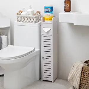 Photo 1 of AOJEZOR Small Bathroom Storage Corner Floor Cabinet with Doors and Shelves,Thin Toilet Vanity Cabinet,Narrow Bath Sink Organizer,Towel Storage Shelf for Paper Holder,White
