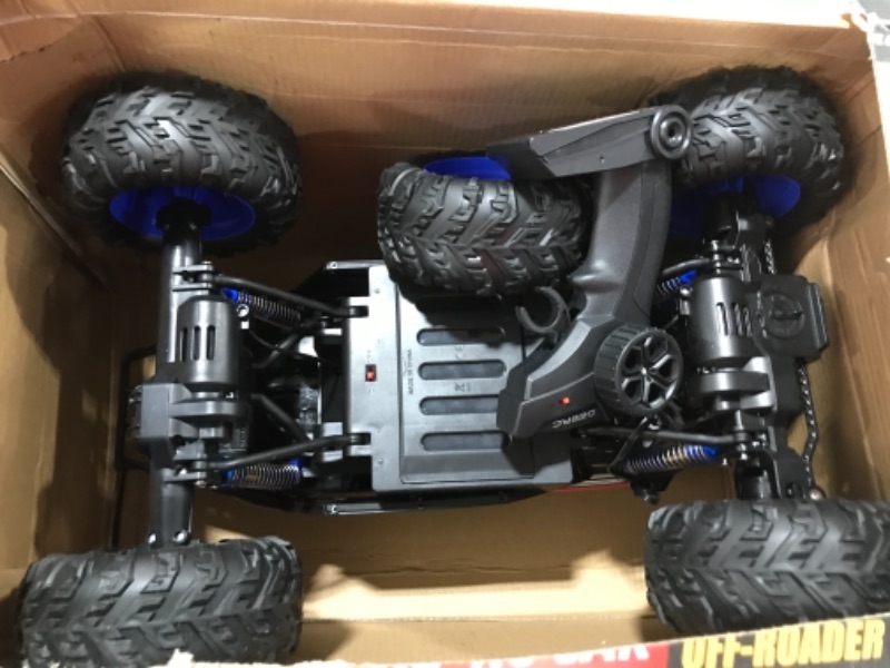 Photo 2 of DEERC DE60 Large 1:8 Scale Upgraded RC Cars Remote Control Car for Adults Boys,Off Road Monster Truck with Realistic Sound,2.4Ghz 4WD Rock Crawler Toy All Terrain Climbing,2 Batteries for 80 Min Play Classic Blue