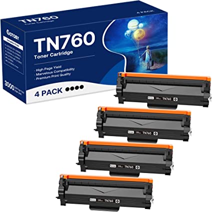 Photo 1 of GOTOBY TN760 Toner Cartridge Replacement Compatible for Brother TN-760 TN730 TN-730 High Yield Compatible with DCP-L2550DW HL-L2350DW HL-L2370DW HL-L2370DWXL HL-L2395DW MFC-L2710DW (Black, 4-Pack)
