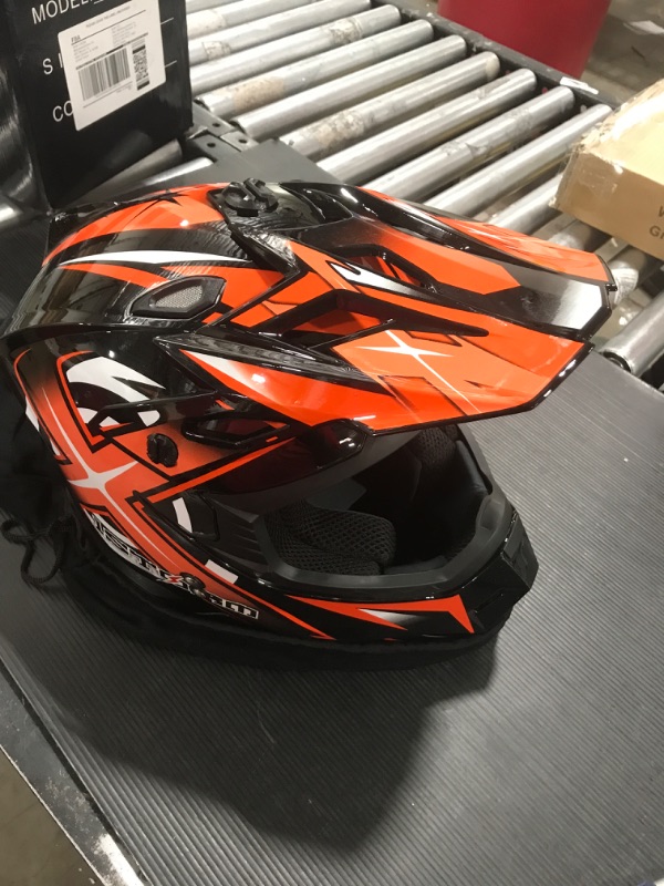 Photo 2 of 1Storm Adult Motocross Helmet BMX MX ATV Dirt Bike Helmet Racing Style HF801 Sonic Orange