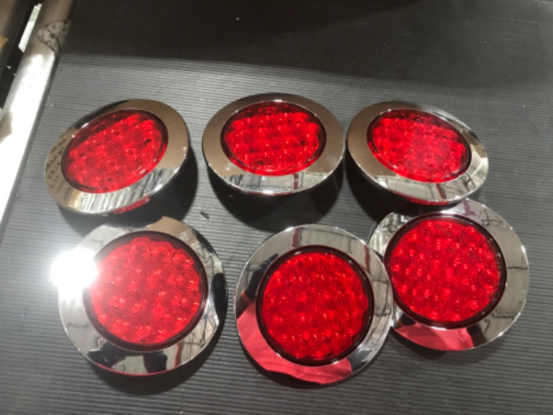 Photo 2 of 24v Round 4" Red LED Indicator with Chrome Ring Suitable for Flasher lamp Tractors Trailers Trucks Buses
6 lights