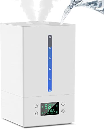 Photo 1 of 6L Humidifiers for Bedroom Large Room, Cool Mist Humidifiers for Baby Nursery Plants with Essential Oils Diffuser, 360°Rotatable Double Spray Outlet Nozzle, Auto-Shut Off, Sleep Mode, Quiet,
