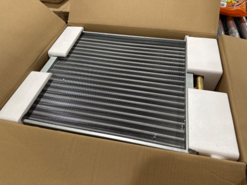 Photo 2 of Water to Air Heat Exchanger 20x20 with Copper Ports for Outdoor Wood Furnaces, Residential Heating and Cooling, and Forced Air Heating (20x20) HTL20x20US