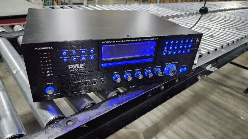 Photo 2 of Pyle 4 Channel Wireless Bluetooth Amplifier - 3000 Watt Stereo Speaker Home Audio Receiver w/ FM Radio, USB, 2 Microphone w/ Echo for Karaoke, Front Loading CD DVD Player, LED, Rack Mount - PD3000BA
