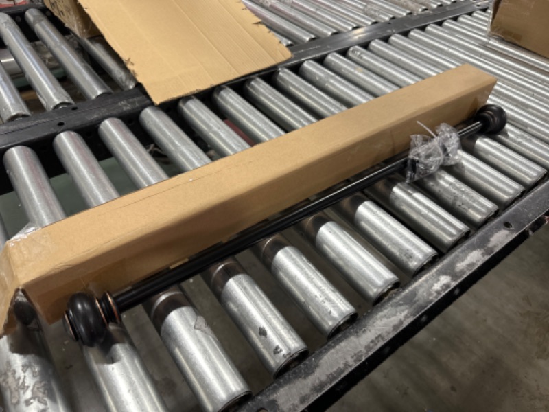 Photo 1 of H.VERSAILTEX Window Curtain Rods for Windows 28 to 48 Inches Adjustable Decorative 3/4 Inch Diameter Single Window Curtain Rod Set with Classic Finials, Black with Antique Bronze Finishing 28"-48" Black