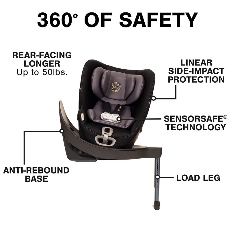 Photo 2 of CYBEX Sirona S with SensorSafe, Convertible Car Seat, 360° Rotating Seat, Rear-Facing or Forward-Facing Car Seat, Easy Installation, SensorSafe Chest Clip, Instant Safety Alerts, Premium Black
