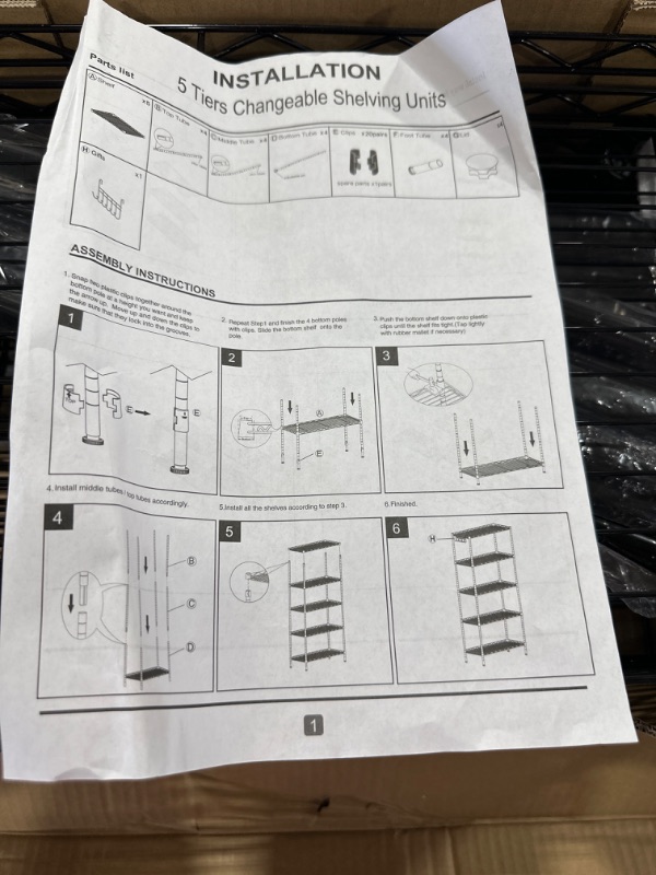 Photo 2 of 5 Tier Wire Shelving Unit, Adjustable Wire Rack Shelving, Changeable Metal Wire Storage Shelves for Kitchen, Laundry, Bathroom, Balcony, Pantry