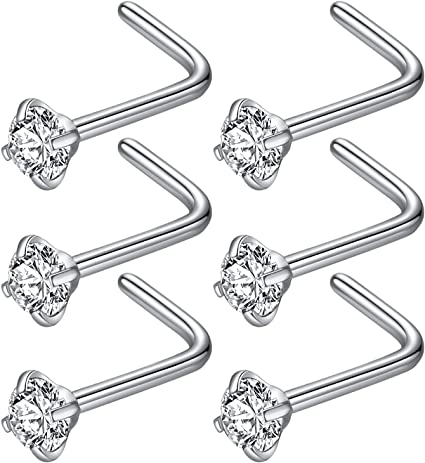 Photo 1 of BLESSMYLOVE 316L Surgical Steel 22g/20g/18g Nose Rings Studs L-