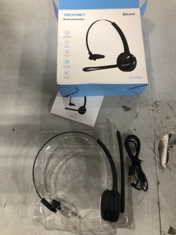 Photo 2 of Bluetooth Headset, TECKNET Wireless On Ear Headphones with Noise Cancelling Microphone for Trucker, Hand Free Wireless Headset with Mute Mic for Cellphone, PC, Home, Office, Call Center, Skype, Travel