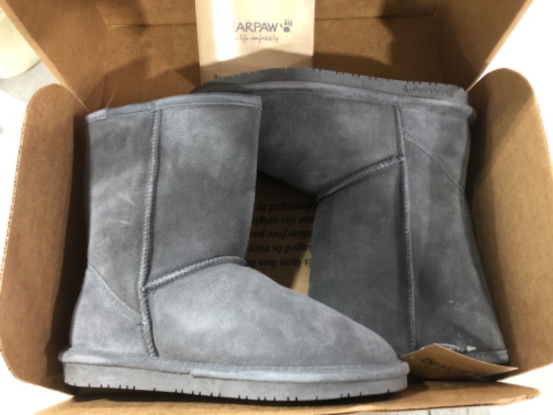 Photo 2 of BEARPAW Emma Short Women's Classic Winter Slip On Boots, Lightweight Suede Boots, Multiple Colors 9 Charcoal