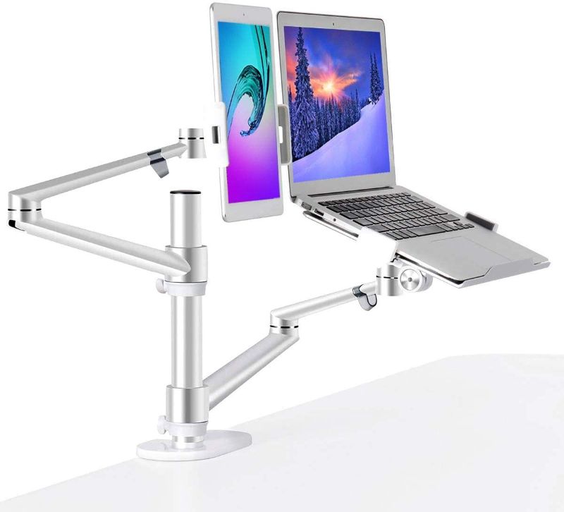 Photo 3 of MagicHold 3 in 1 Stand for Laptop and Monitor or Tablet, Laptop/Monitor Desk Stand arm, 360º Rotating, Height Adjustable,Supports Laptop(11-17 inch), Monitor(17-32 inch), Tablet/ iPad Pro(5-13 inch)

