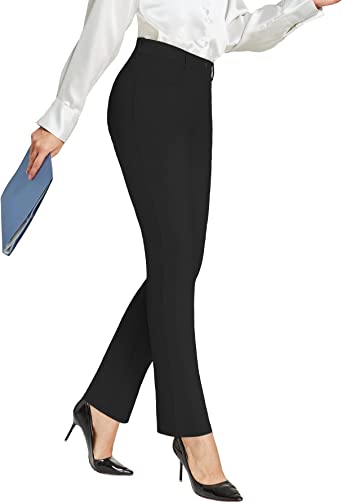 Photo 1 of Amoy Women's Dress Pants Straight Leg/Bootcut Stretch Work Pants Slacks Office Business Casual Golf Yoga 4 Pockets