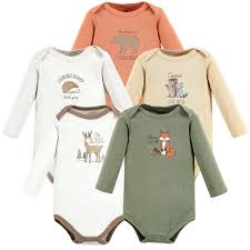 Photo 1 of Hudson Baby Cotton Long-Sleeve Bodysuits, Forest Deer 5-Pack - Size 0-3 Months