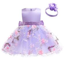 Photo 1 of Baby Girls Dress Flower Butterfly Summer Mesh Fashion Embroidery Cute Princess Dress Birthday Gift Kids Clothes - Size 9m-12M