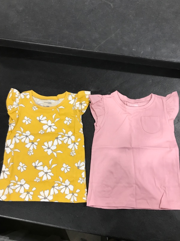 Photo 1 of Baby's T Shirt Ruffle Sleeves 2 Pack - Pink/Yellow - Size 18M