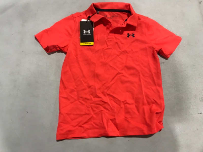 Photo 2 of Under Armour Boys' Performance Golf Polo Small Rush Red (820)/Pitch Gray