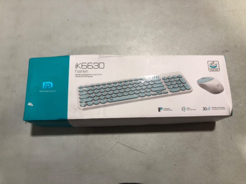 Photo 1 of Wireless Keyboard and Mouse Combo, FD iK6630 2.4GHz Cordless Cute Round Key Set Smart Power-Saving Quiet Slim Combo for Laptop, Computer,TV and Mac (Pink & White)
