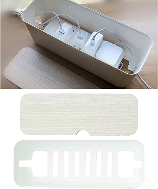 Photo 1 of NUOBESTY Cord Cover Floor Desk Cable Tray Cable Management Box Cord Storage Box Wire Organizer Box Electrical Cord Box for Desktop Home Office Kitchen White Data Cable Storage Box Tv Mounts