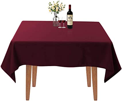 Photo 1 of Amazon Basics Square Washable Polyester Fabric Tablecloth - 52" x 52", 