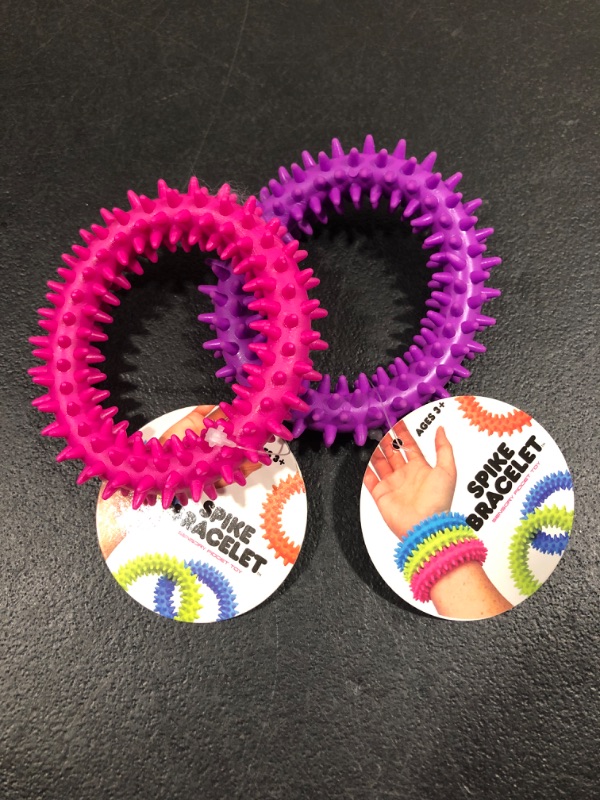 Photo 1 of 2 pack of Spike Bracelets- sensory fidget toys- pink and purple