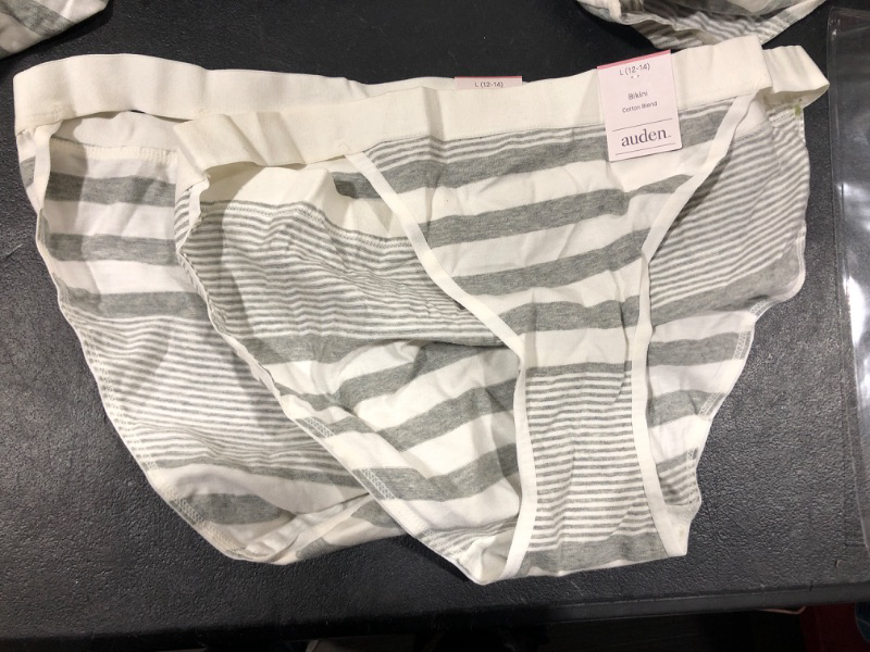 Photo 2 of 2 pairs of Women's Striped High Cut Bikini Underwear - Auden™ Heather Gray- Large
