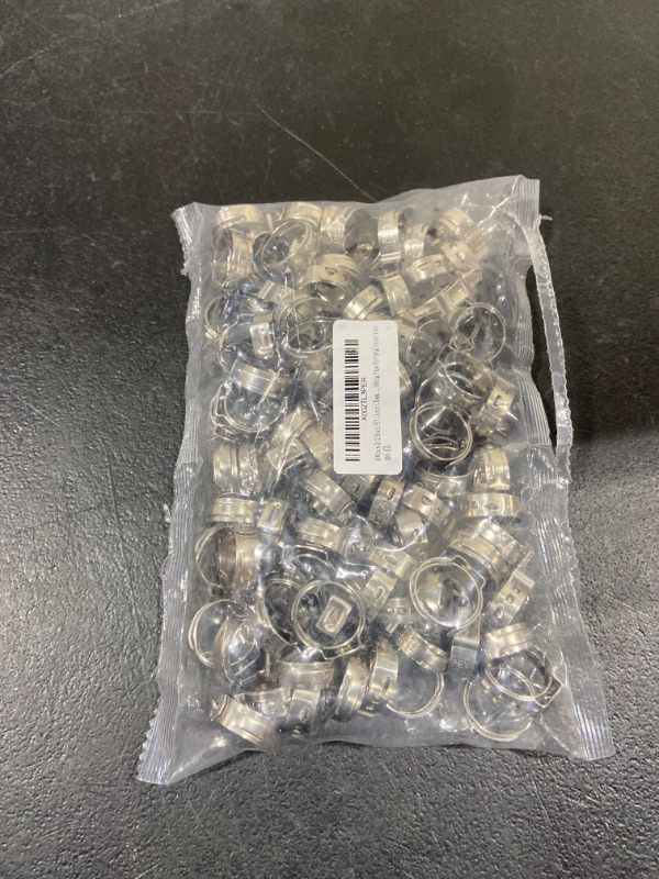 Photo 2 of 100pcs 1/2 Inch PEX Cinch Clamp Rings, 304 Stainless Steel Cinch Crimp Rings Pinch Clamps for PEX Tubing Pipe Fitting Connections