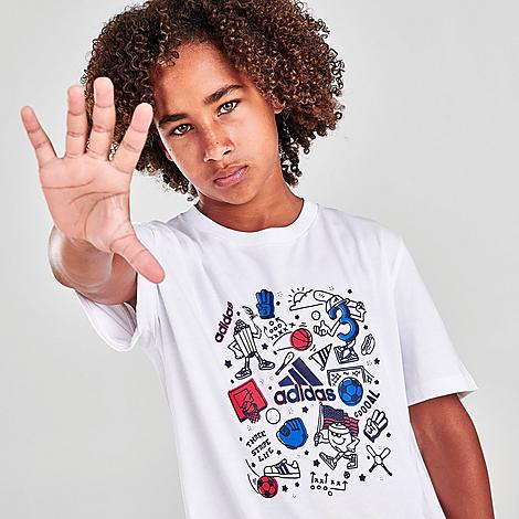 Photo 1 of Adidas Boys' Americana Doodle T-Shirt in White/White Size Medium 100% Cotton/Jersey SIZE M