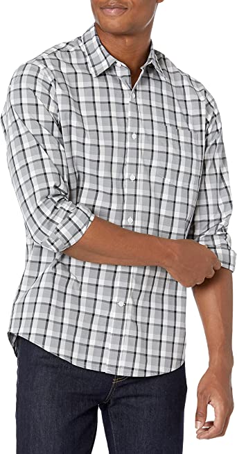 Photo 1 of Amazon Essentials Men's Regular-Fit Long-Sleeve Casual Poplin Shirt SIZE L