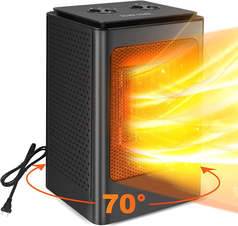 Photo 1 of 1500W Portable Electric Space Heaters for Indoor Use with Overheating & Tip-Over Protection,3 Modes Fast Heating 70deg Oscillation, Quiet Small Space heater for Home Office Bedroom Desk,7?.1?0.5in 