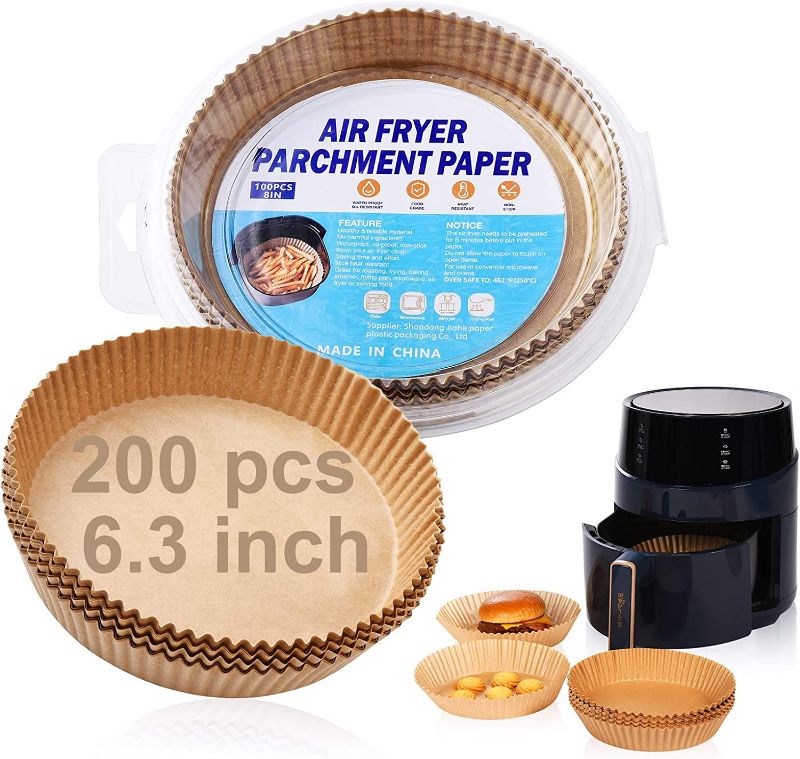 Photo 1 of 200 Pcs Air Fryer Disposable Paper Liner 6.3 Inch - Non-stick Waterproof Oil-Proof Disposable Air Fryer Liners Round - Food Grade Paper Liner For Air Fryer Basket - Fits Any Air Fryer Brands 