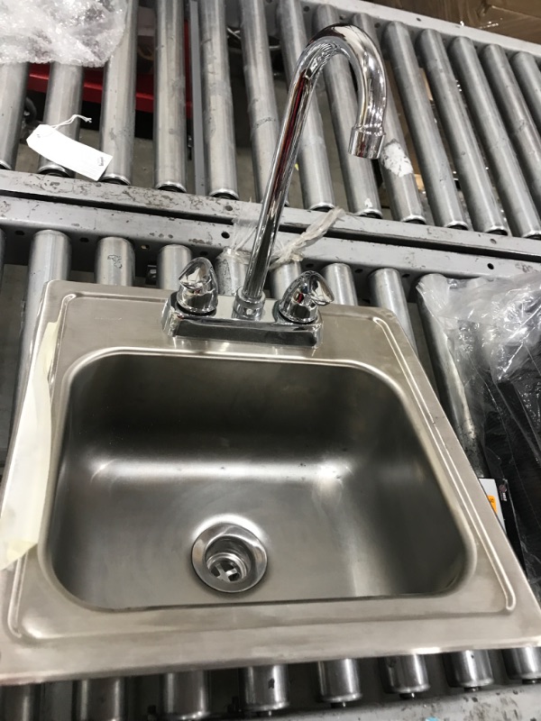 Photo 2 of 15 in. Drop-in Single Bowl 20 Gauge Stainless Bar Sink with Faucet and Strainer Basket
