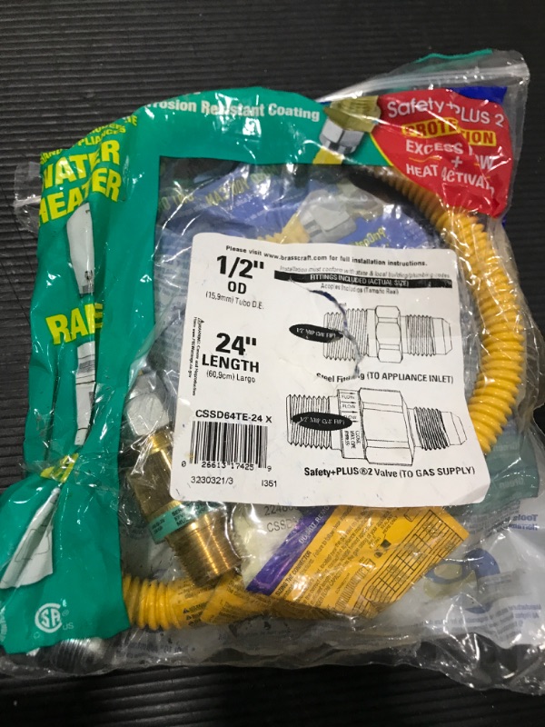 Photo 2 of 1/2 in. MIP x 1/2 in. MIP x 24 in. Gas Connector (1/2 in. OD) w/Safety+Plus2 Thermal Excess Flow Valve (85,000 BTU)