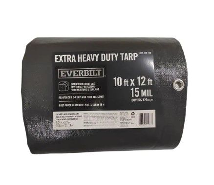 Photo 1 of 10 ft. W x 12 ft. L Gray Polyethylene Extra Heavy Duty Tarp
