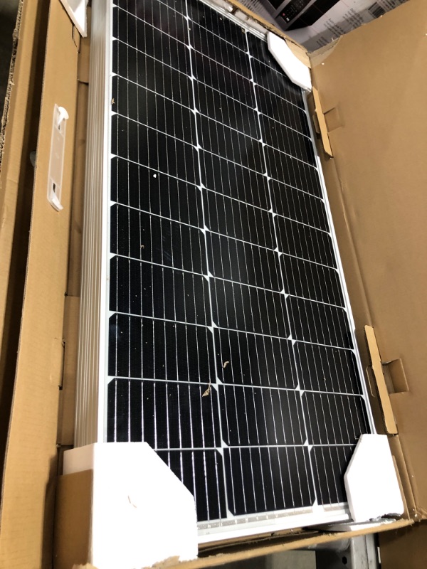 Photo 2 of Renogy 12 Volt 200 Watt Solar Panel, 2 Pack 100W High-Efficiency Monocrystalline PV Module for Home, Camping, Boat, Caravan, RV, and Other Off-Grid Applications 200W Solar Panel