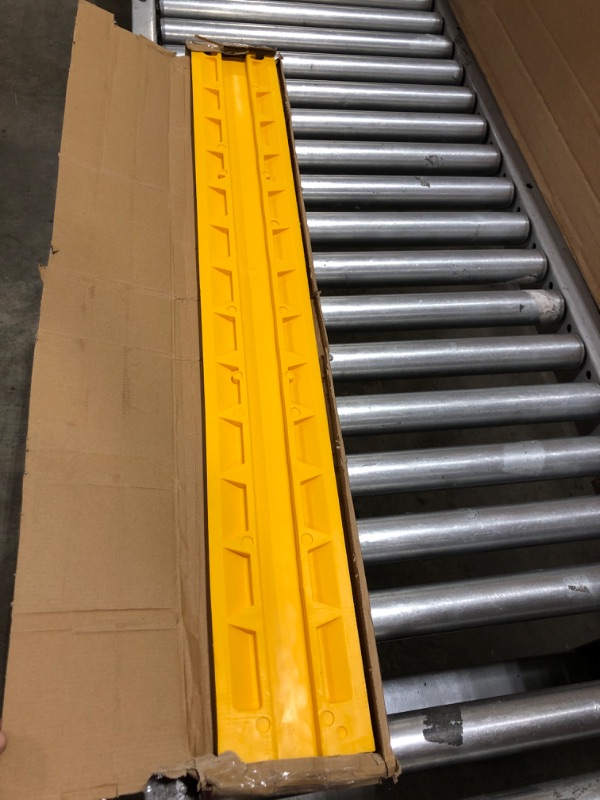 Photo 2 of Durable Cable Protection Ramp Cover Supports 11000lbs Single Channel Heavy Duty Hose & Cord Track Floor Protection,39.4”x5.11”x0.78” Cable Concealer for Indoor Outdoor Use-Pyle PCBLCO101 Yellow/Single