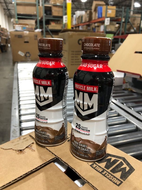 Photo 4 of EXP MAY 28 2023 Muscle Milk Genuine Protein Shake, Chocolate, 20g Protein, 11.16 Fl Oz (Pack of 12), Packaging May Vary Bottle Chocolate 11.16 Fl Oz (Pack of 12)