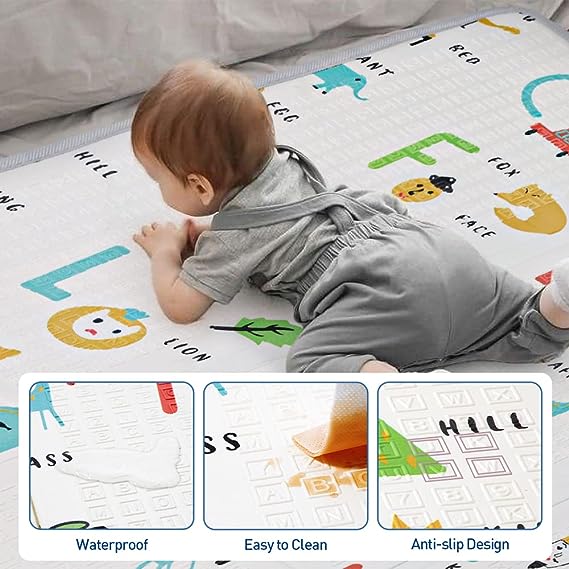 Photo 1 of Baby Play Mat ,Reversible Waterproof Foldable Foam Floor Playmat for Kids Toddlers, Extra Large Anti- Slip Baby Crawling Mat
