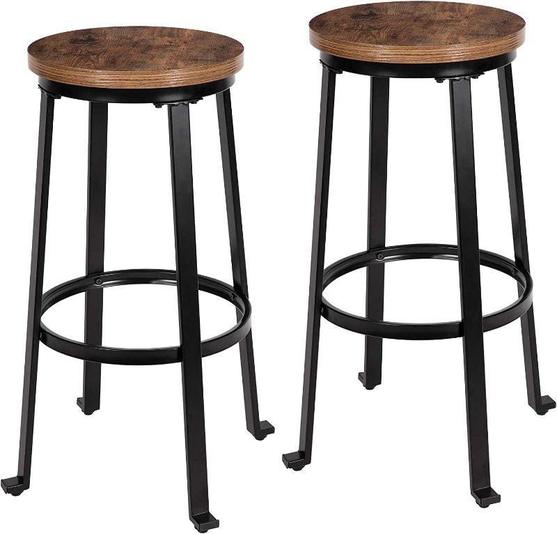 Photo 1 of  Bar Stools for Kitchen - 29" Pub Height Chairs with Metal Frame - Backless Barstools - Set of 2 - Industrial Rustic Brown
