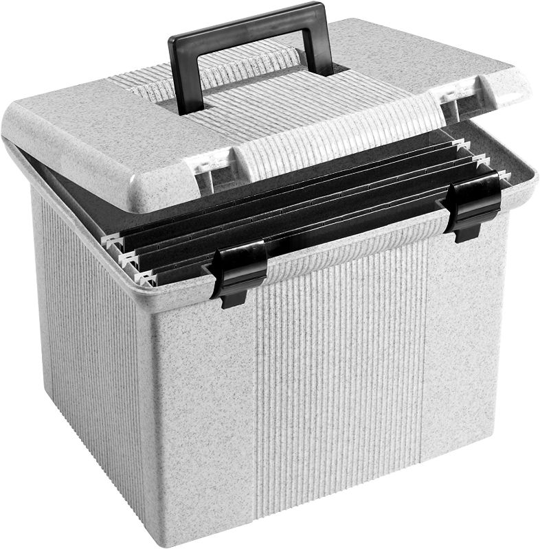 Photo 1 of Pendaflex Portable File Box, 11"H x 14" W x 11 1/8" D, Granite (41747)
