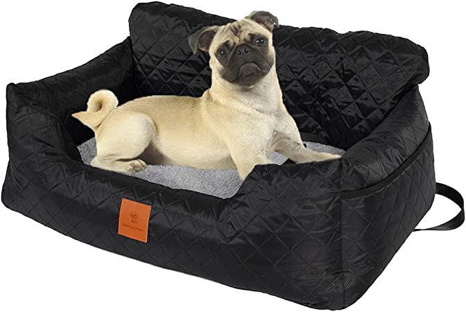 Photo 2 of  Dog Car Seat for Small Dogs, Puppy Dog Booster Seats, Dog Travel Car Carrier Bed with Side Storage Pocket and Clip-on Safety Leash Fully Removable Washable Cover Dog Cats Booster Seat